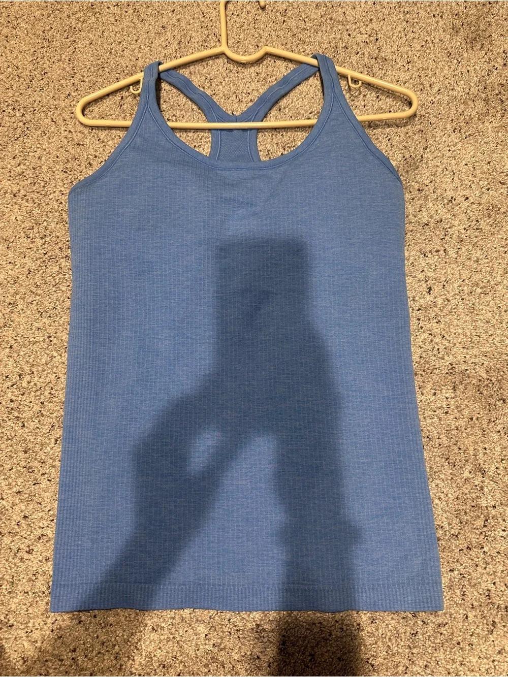 Lululemon Ebb to Street Tank Blue Linen Size 10 Ribbed Built-In Bra